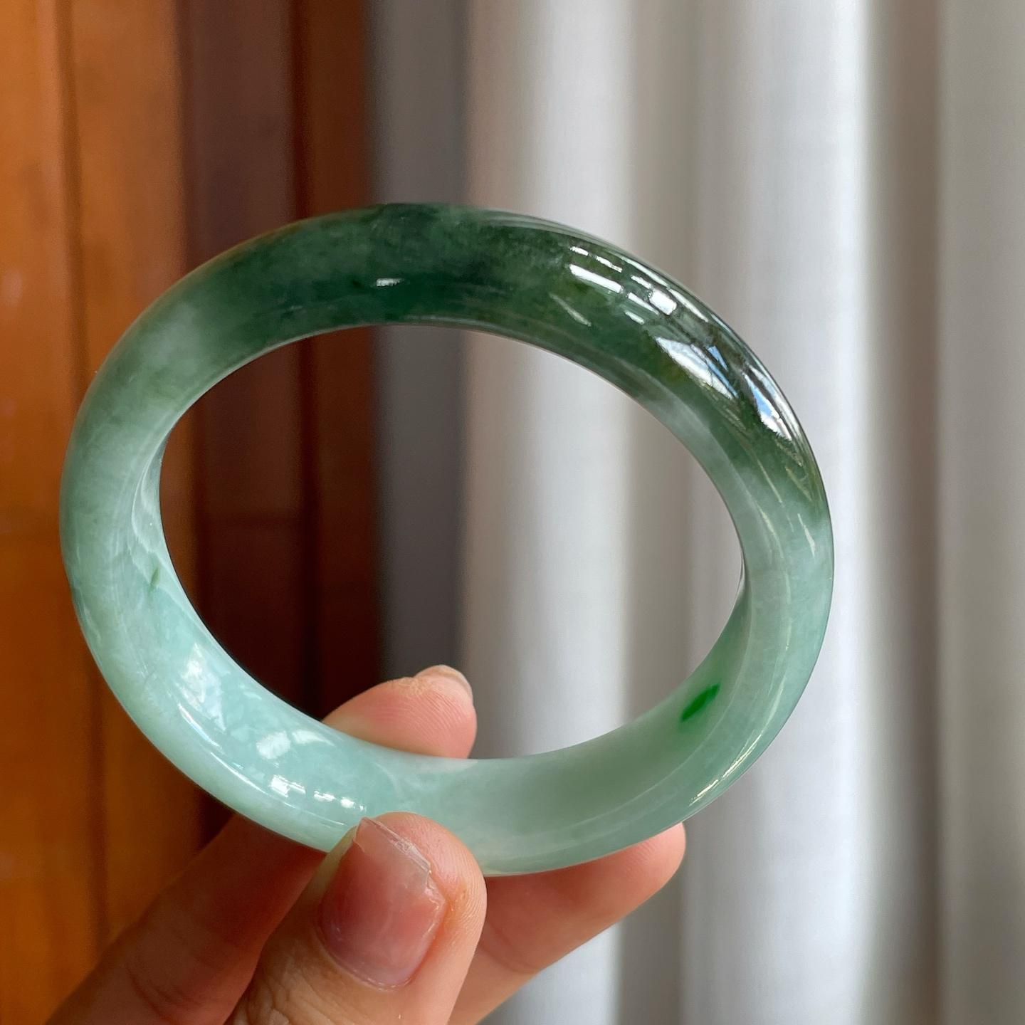 糯冰半山半水翡翠平安镯（55.5mm）（yc215238）
