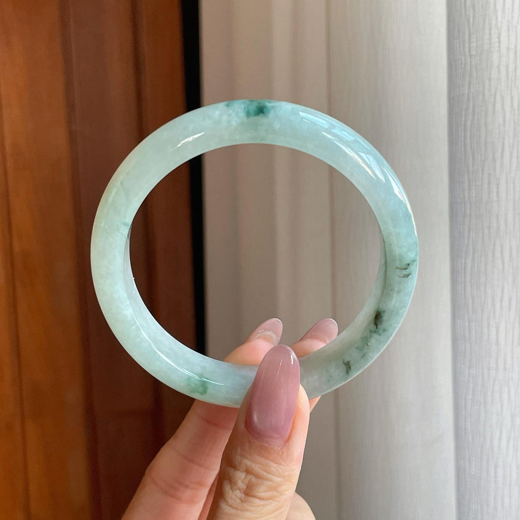 糯冰飘花翡翠平安镯（58.2mm）（yc287156）