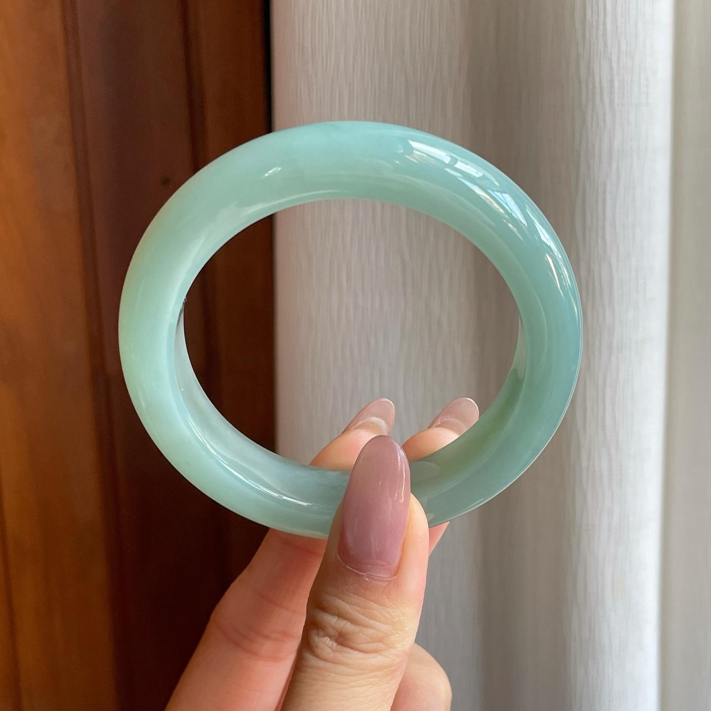糯冰晴底翡翠平安镯（54.6mm）（yc295007）