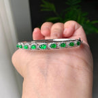 18K金钻镶糯冰种满绿葫芦贵妃手镯（活扣）（yc246599）