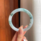 糯冰飘花翡翠圆条手镯（56.7mm)（yc374784）