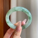 冰种飘花翡翠平安镯（50.5mm）（yc278077）