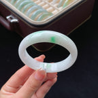 细糯白底青翡翠手镯（57.8mm）（yc017176）