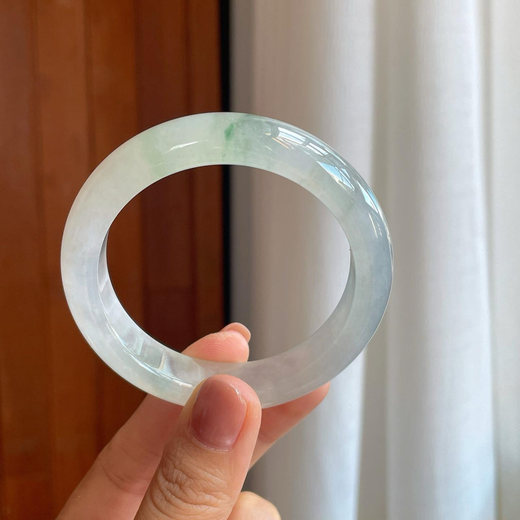 冰种飘花翡翠平安镯（54.4mm）（yc278709）