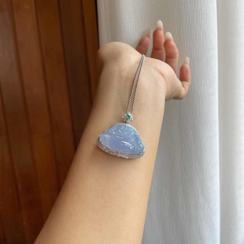 18k金钻镶糯冰紫罗兰翡翠佛公（yc264166）