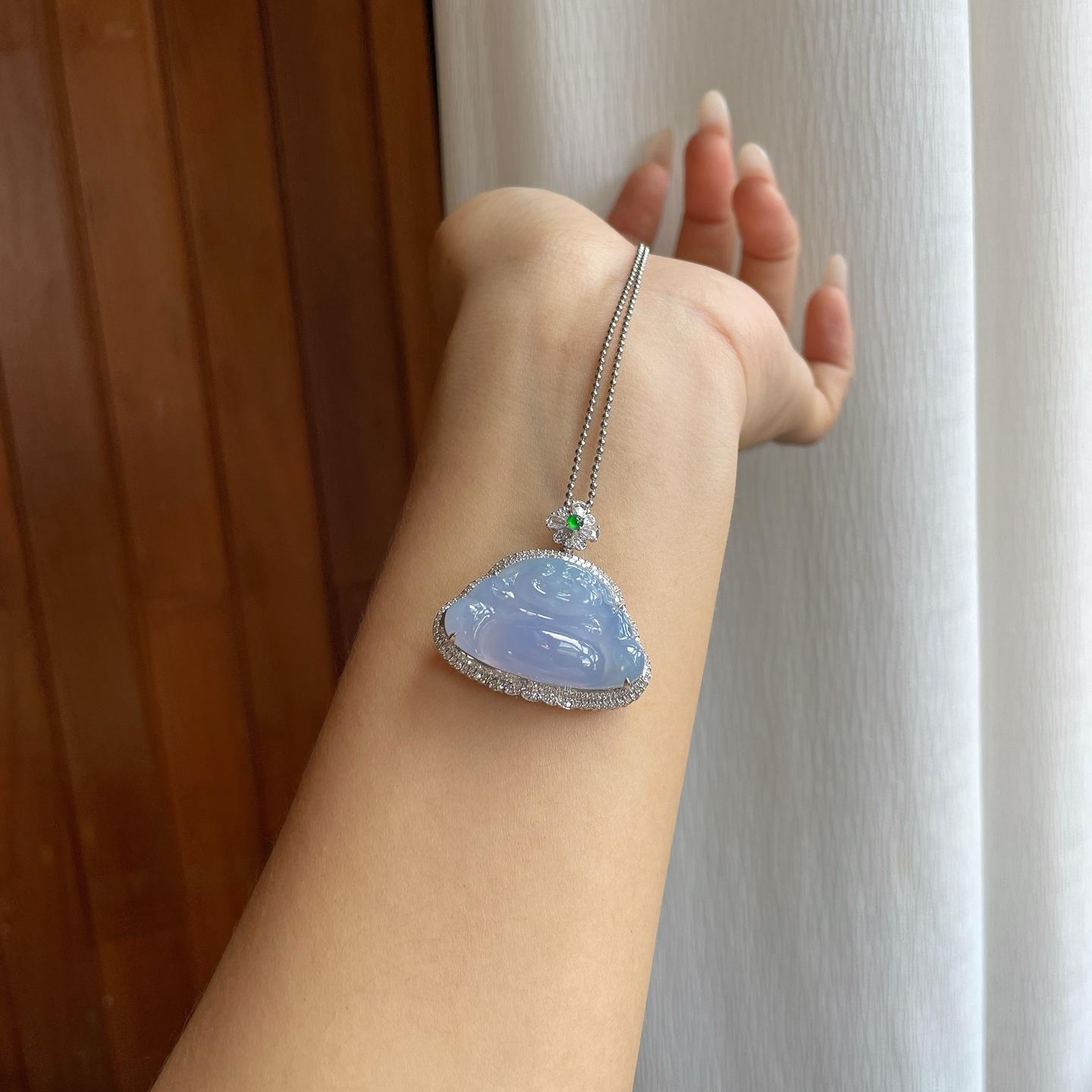 18k金钻镶糯冰紫罗兰翡翠佛公（yc264166）