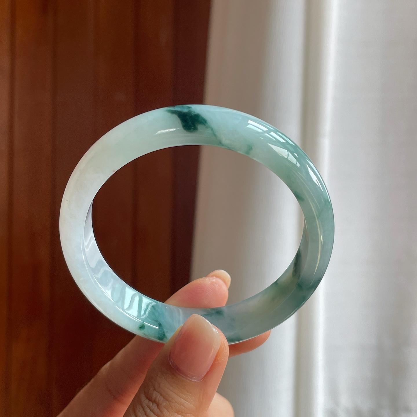 糯冰飘花翡翠平安镯（58.6mm）（yc389550）