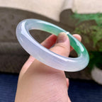 糯冰种淡春彩圆条手镯（56mm）（yc233911）
