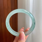 冰种晴底飘花翡翠平安镯（53.8mm)（yc363407）