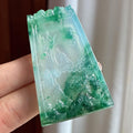 冰种飘花山水牌 天然缅甸A货翡翠（yc453188）