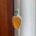 18k金镶冰种黄翡叶子（yc250558）