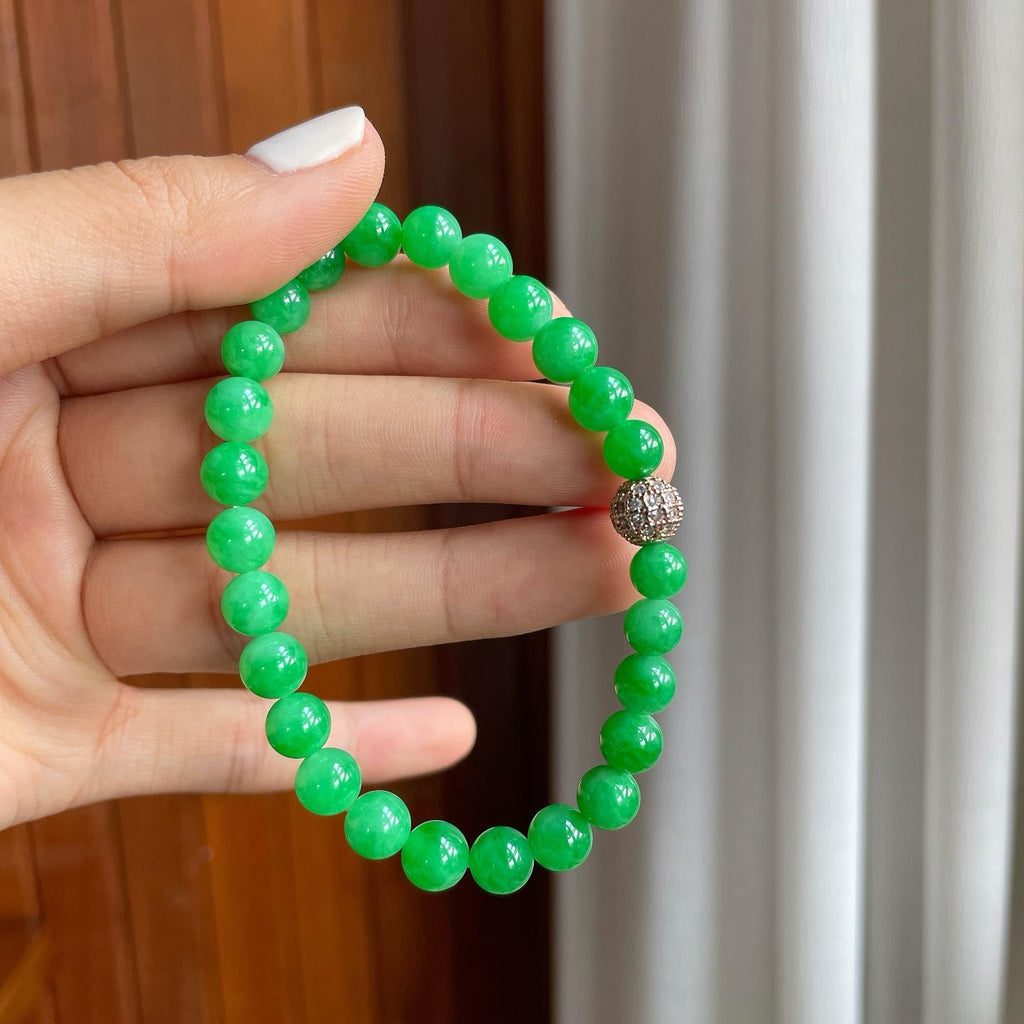 糯冰满绿翡翠珠串手串（yc247646）