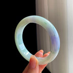 糯冰飘花带紫翡翠平安镯（57.5mm）（yc346536）