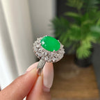 18k金钻镶糯冰种满绿蛋面戒指/手链（两用款）（yc231038）