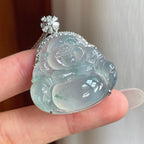 18k金钻镶冰种飘花翡翠佛公（yc263549）