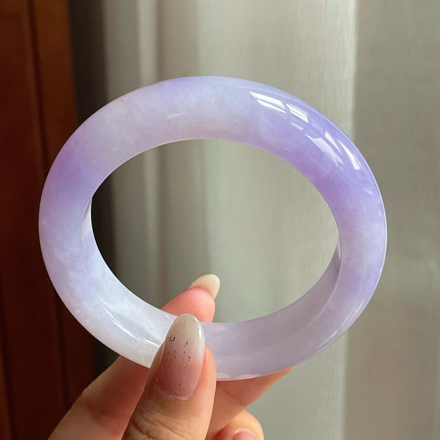 糯冰种紫罗兰翡翠平安镯（56mm）（yc206755）