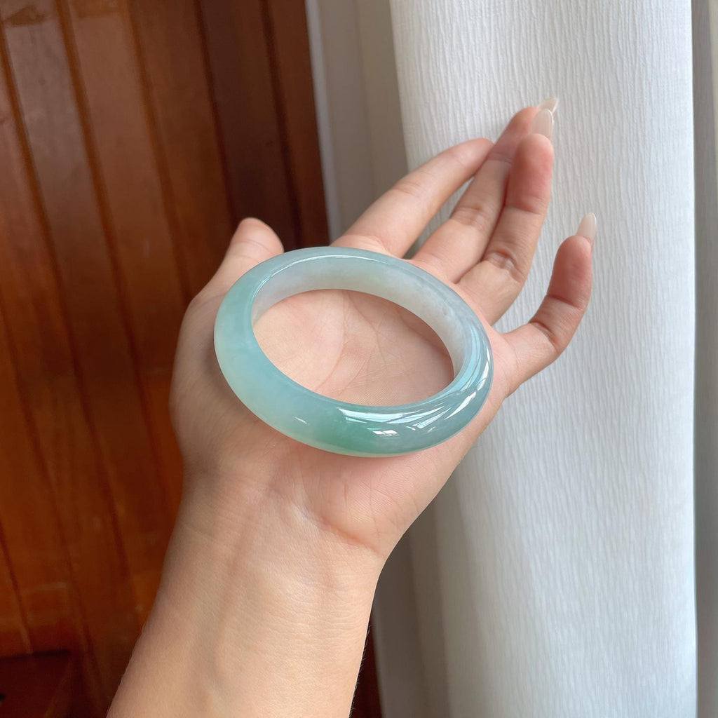 冰种飘花翡翠平安镯（55.8mm）（yc269020）