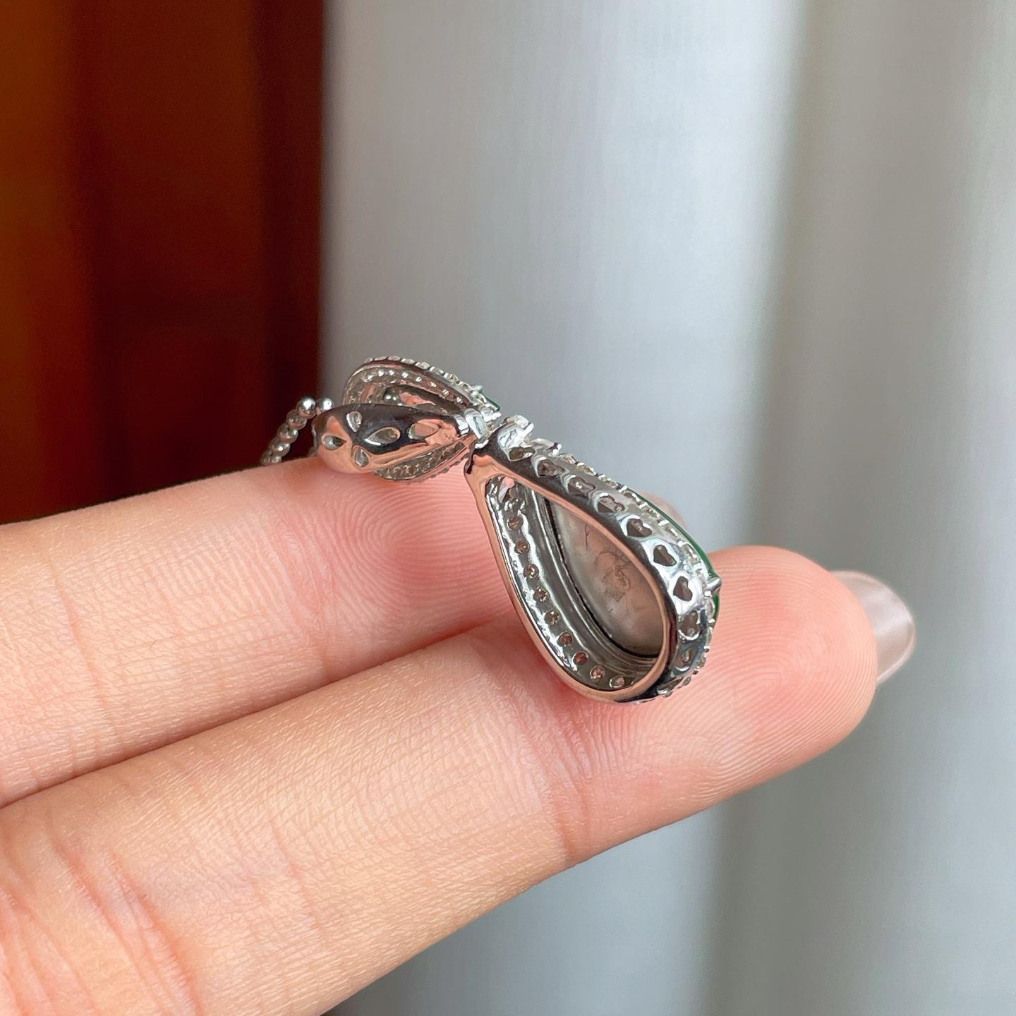 18k金镶冰种满绿翡翠水滴（yc244887）