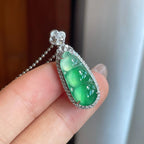 18k金镶冰种带色翡翠豆子（yc241858）