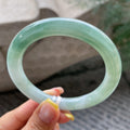 大圈口    细糯种油青色圆条手镯58.9圈      天然缅甸A货翡翠（yc366496）