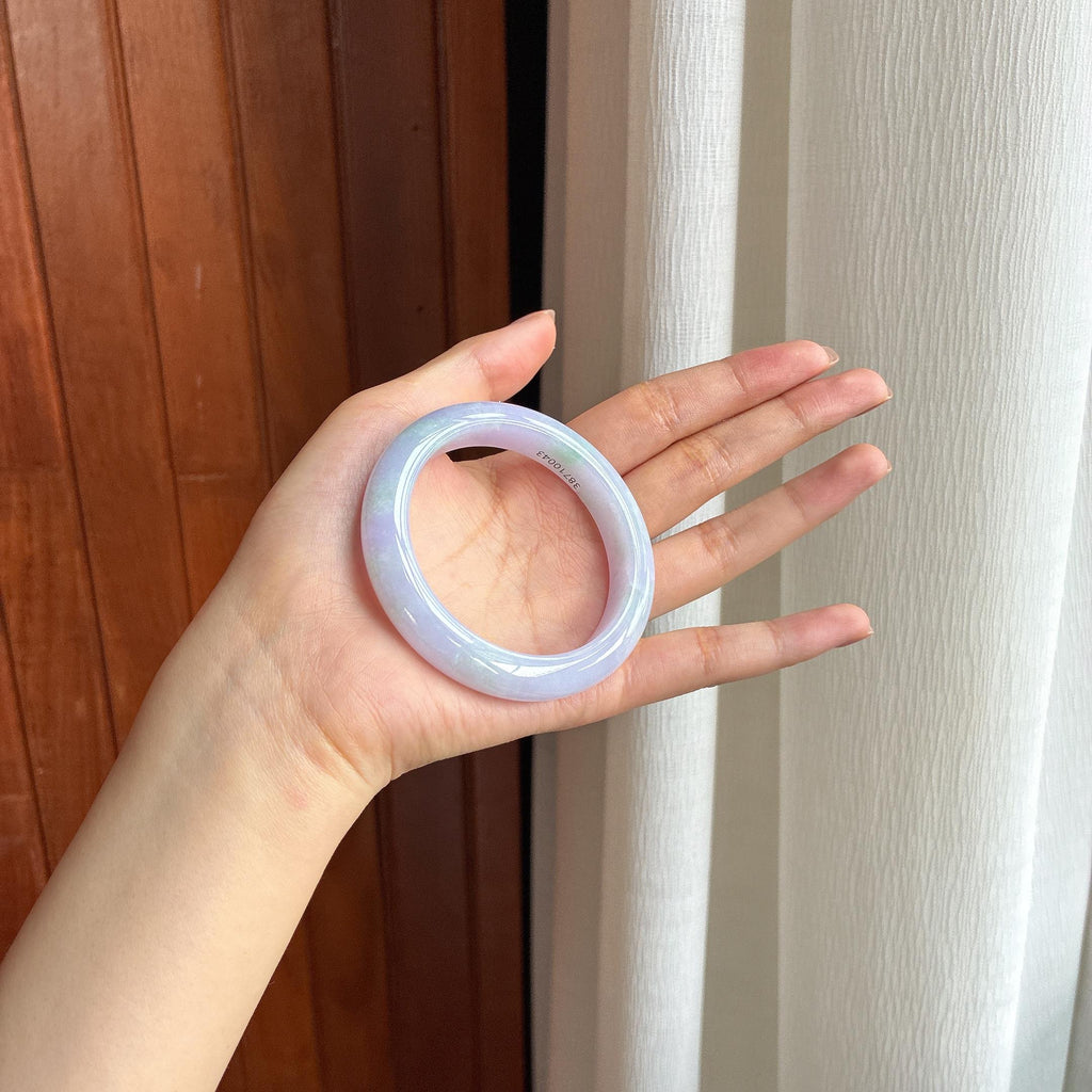 糯冰淡春底翡翠平安镯（53mm)（yc422979）