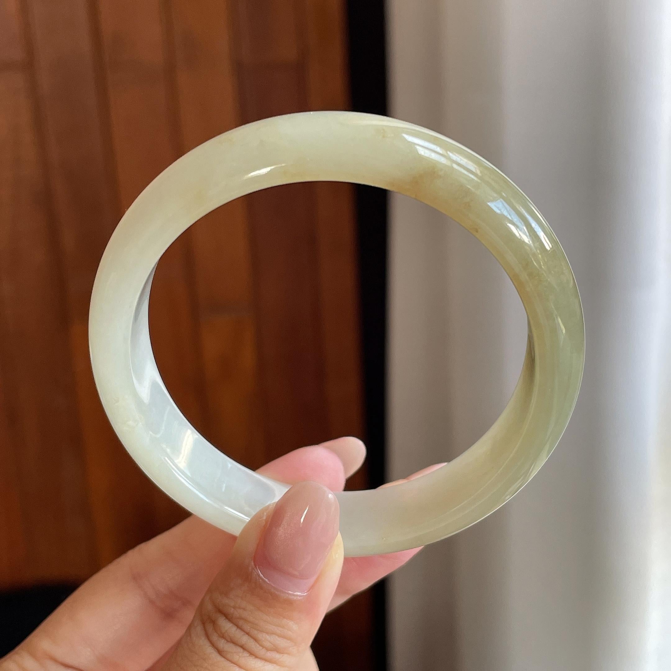 糯冰黄翡正圈平安镯 57圈 天然缅甸A货翡翠（yc698770）