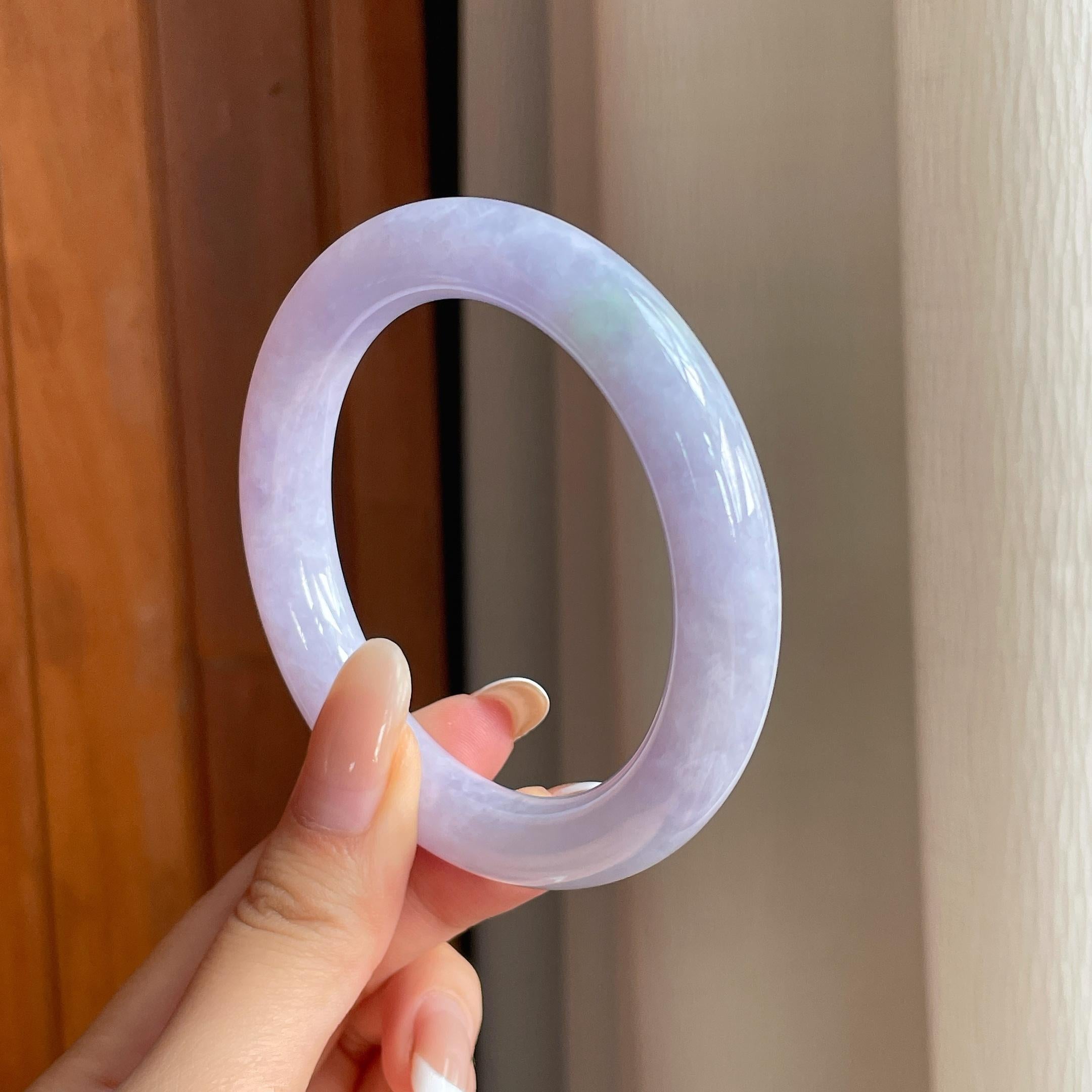 糯冰紫罗兰翡翠圆条手镯（57mm)（yc419676）