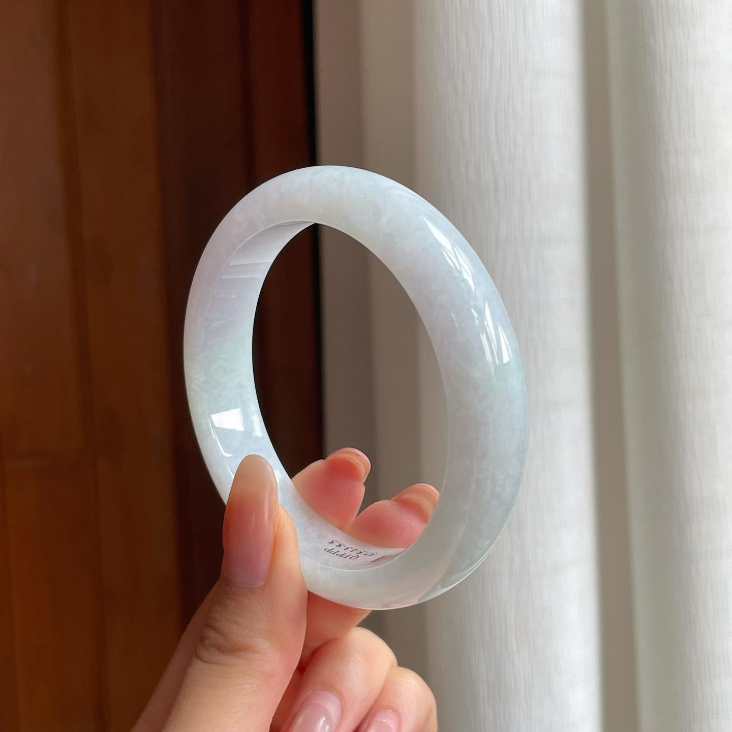 糯冰带色翡翠平安镯（57.2mm)（yc365765）