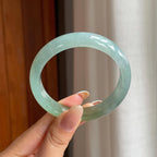糯冰蓝晴飘黄翡翠平安镯（56.3mm)（yc417009）