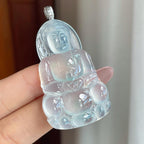 18k金扣冰种带底色翡翠观音（yc193401）