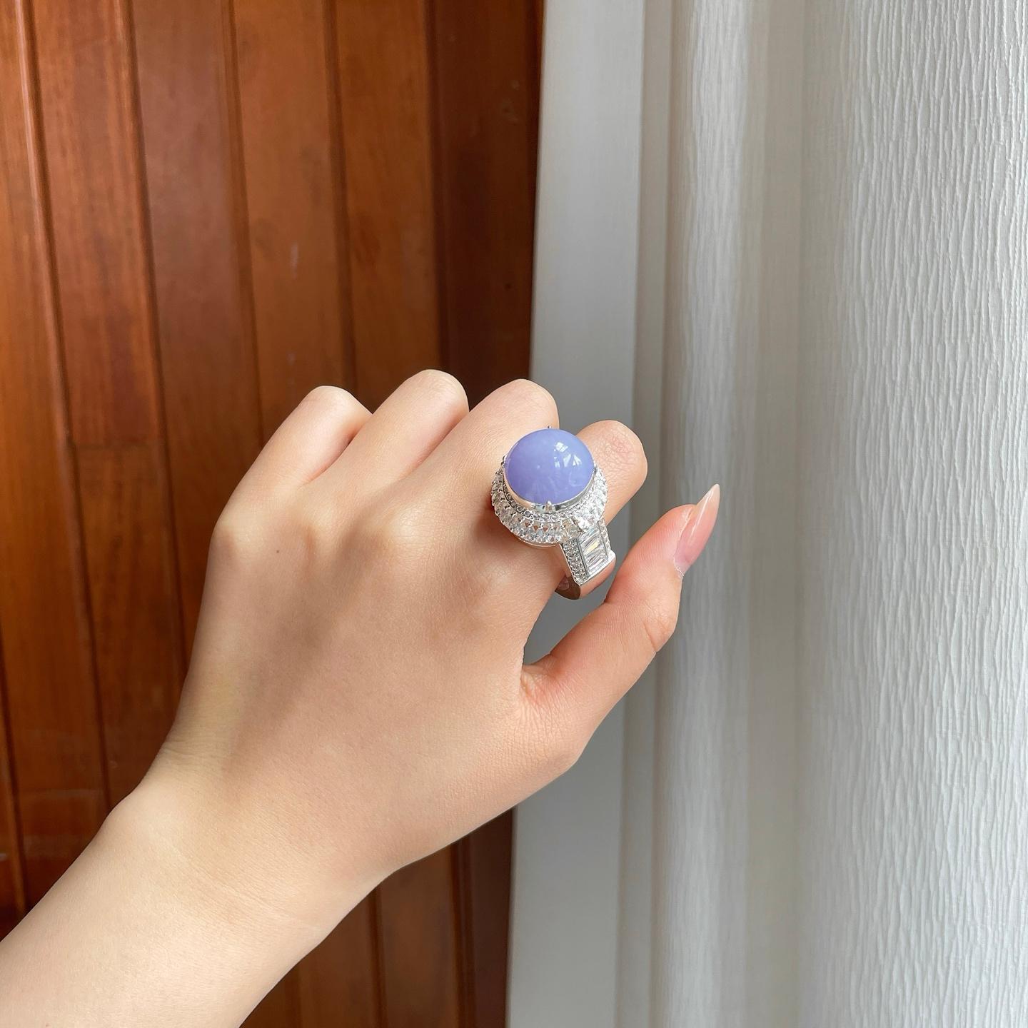 铜托糯冰紫罗兰翡翠蛋面（yc348939）