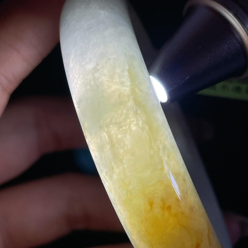 糯冰种黄翡翡翠平安镯（56.8mm）（yc424911）