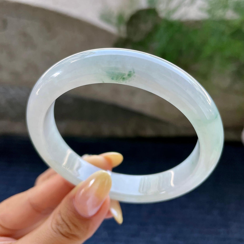 大圈口 细糯种飘花正圈平安镯60.1圈 天然缅甸A货翡翠（yc466828）