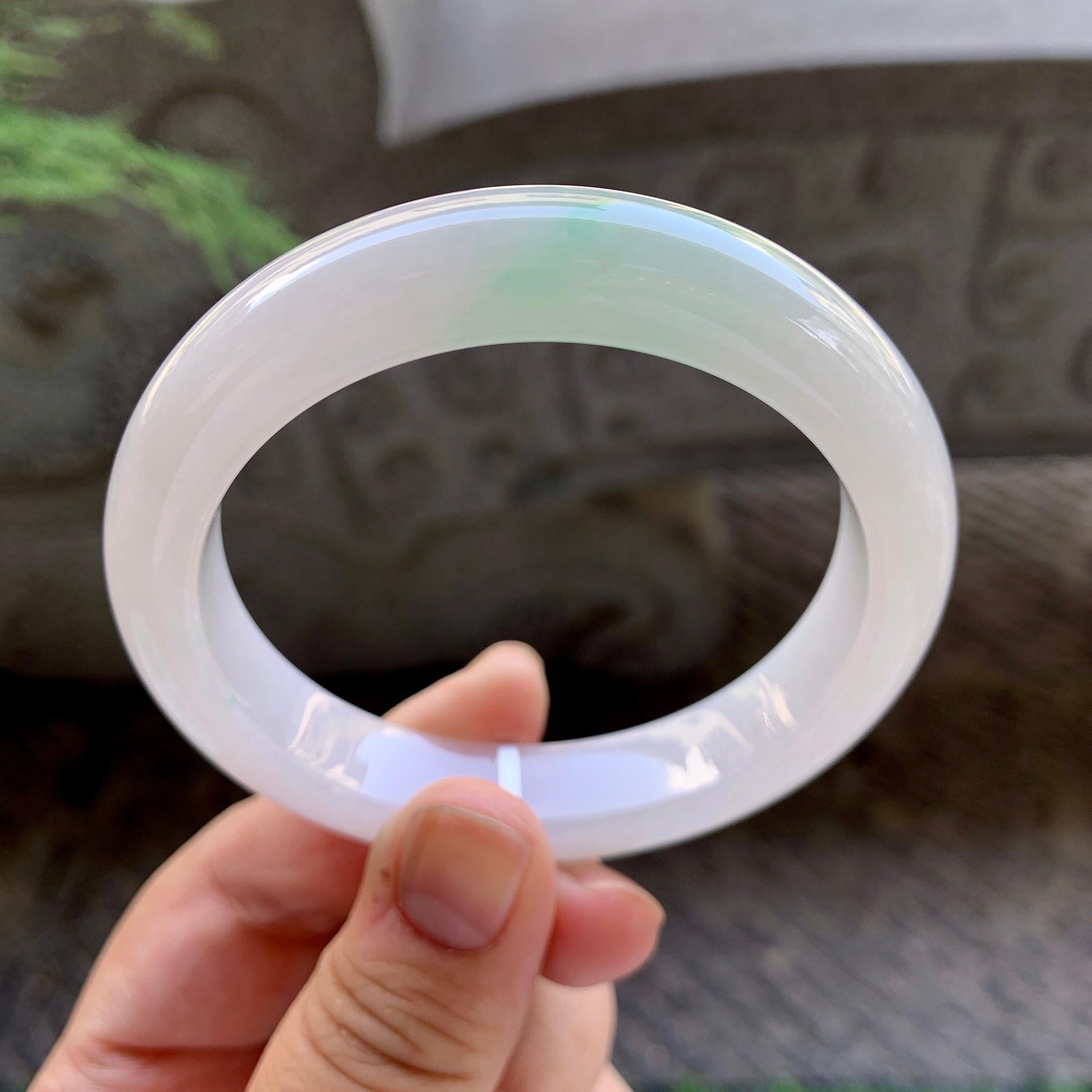 细糯种飘绿平安镯（56.8mm）（yc199584）