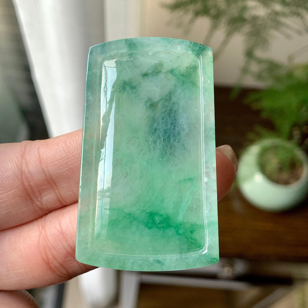 糯冰种飘花山水牌挂件（yc284442）
