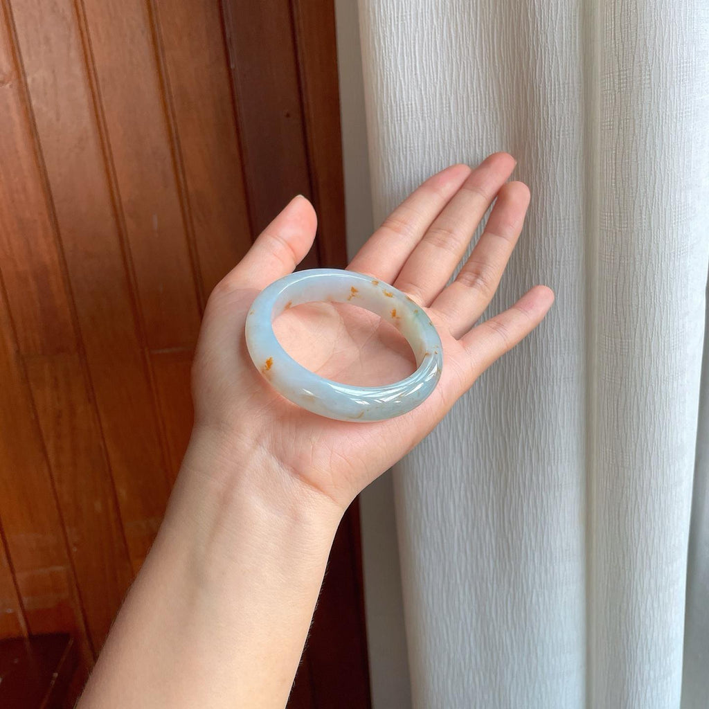 糯冰黄翡翡翠平安镯（52mm）（yc396390）