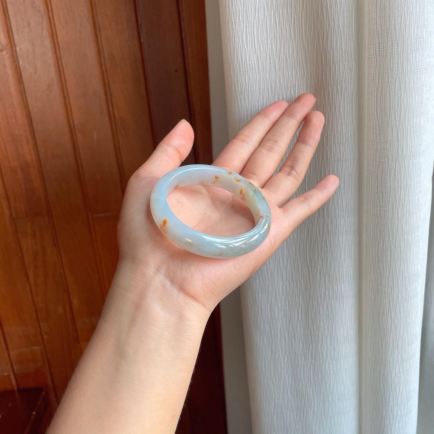 糯冰黄翡翡翠平安镯（52mm）（yc396390）