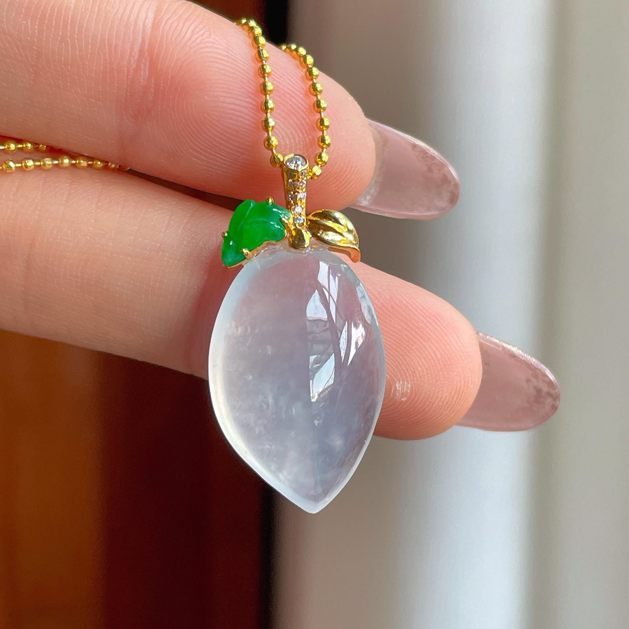 18k金扣冰种翡翠桃子（yc353525）