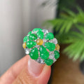 18k金钻镶糯冰种满绿葫芦戒指      天然缅甸A货翡翠（yc418891）
