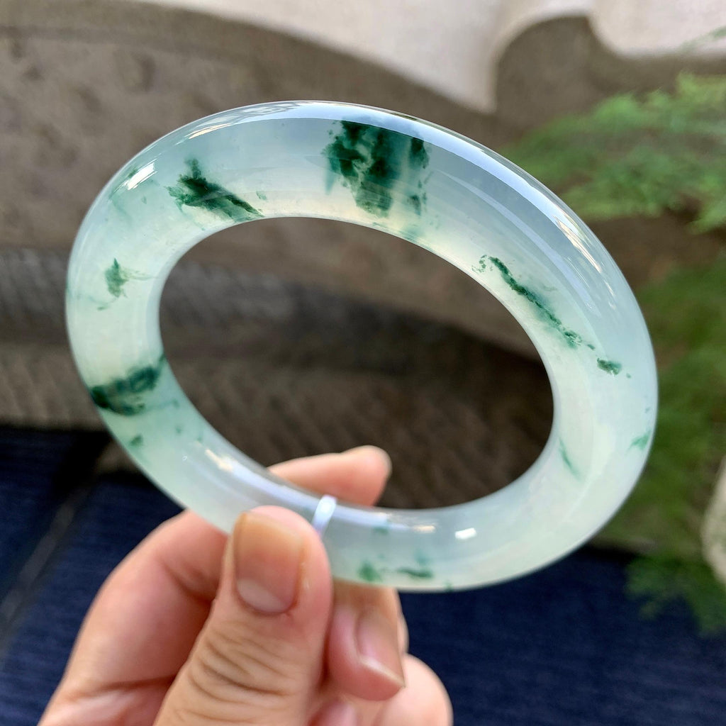 糯冰种飘花圆条手镯（58.3mm）（yc249470）