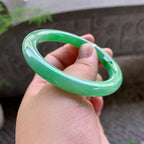 细糯种飘阳绿圆条手镯（54mm）