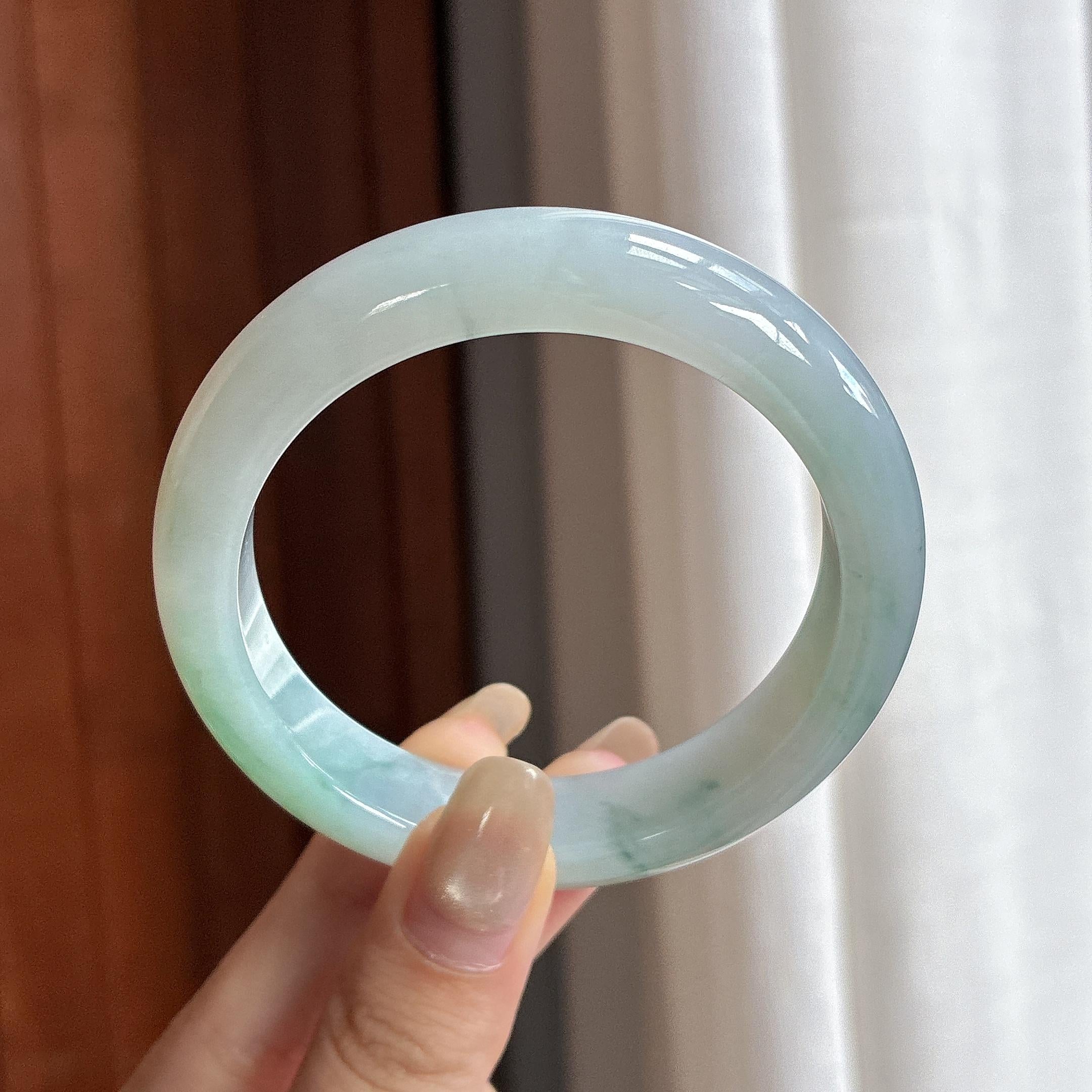 细糯种飘花正圈正圈平安镯 56圈 天然缅甸A货翡翠（yc469610）