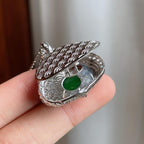 18k金镶冰种满绿翡翠佛公（yc250569）