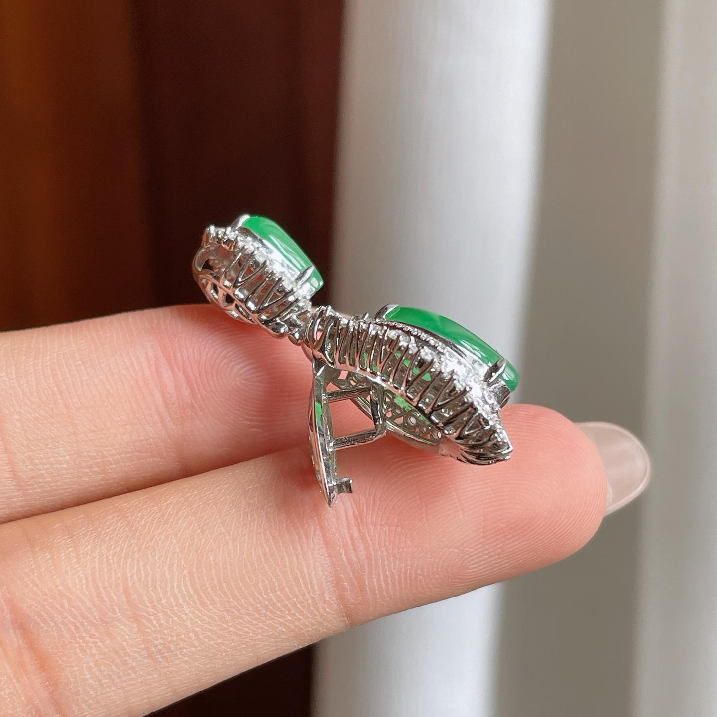 18k金镶镶冰种满绿翡翠吊坠（yc246181）