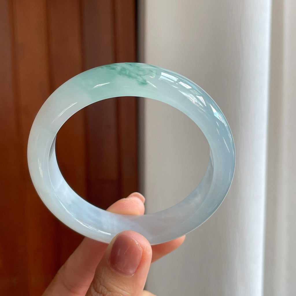 冰种飘花翡翠平安镯（58mm）（yc277368）