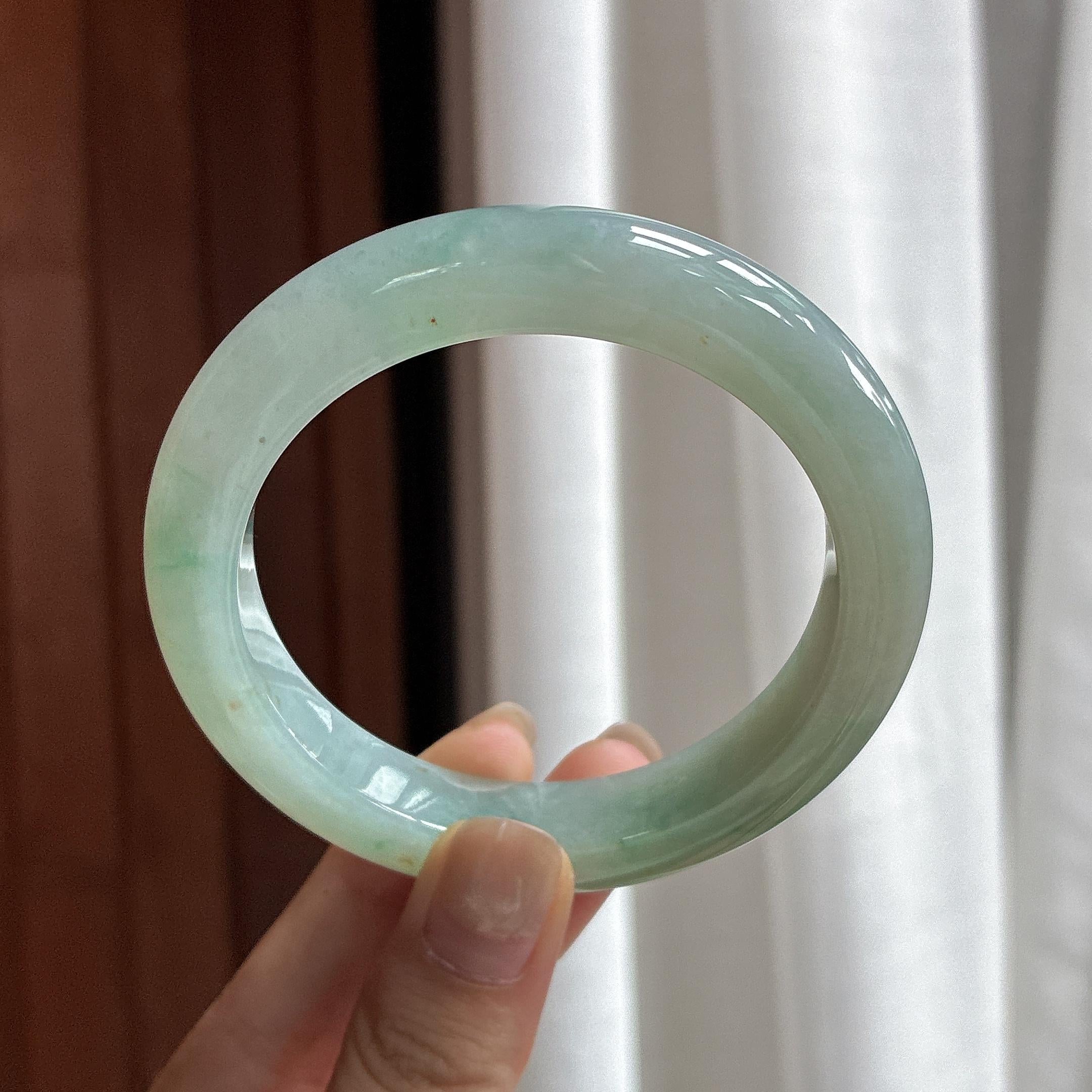 糯冰飘花洒金正圈平安镯 56圈 天然缅甸A货翡翠（yc482394）