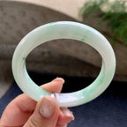 细糯种飘绿花正圈平安镯  56.7圈口  天然缅甸A货翡翠（yc444657）