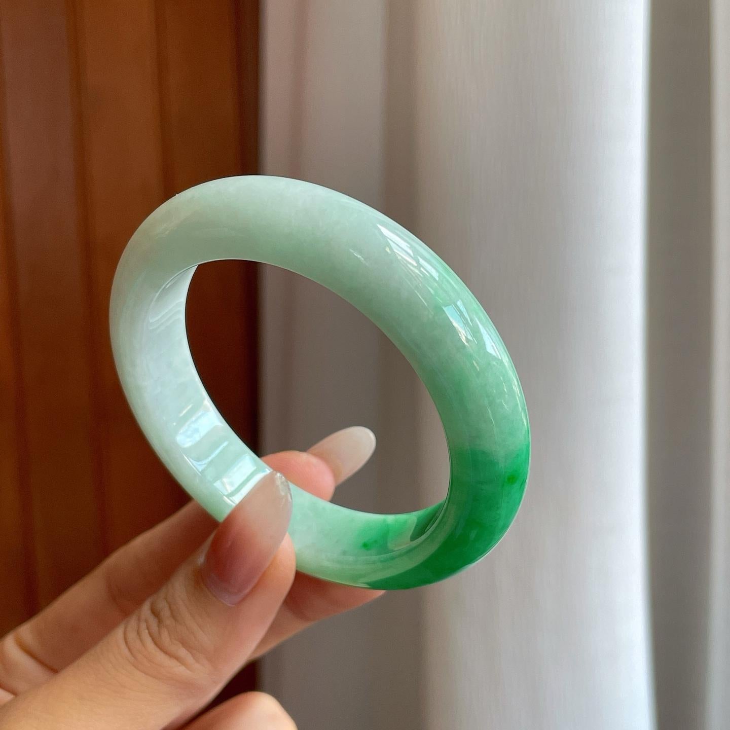 糯冰带色翡翠平安镯（54mm）（yc268218）