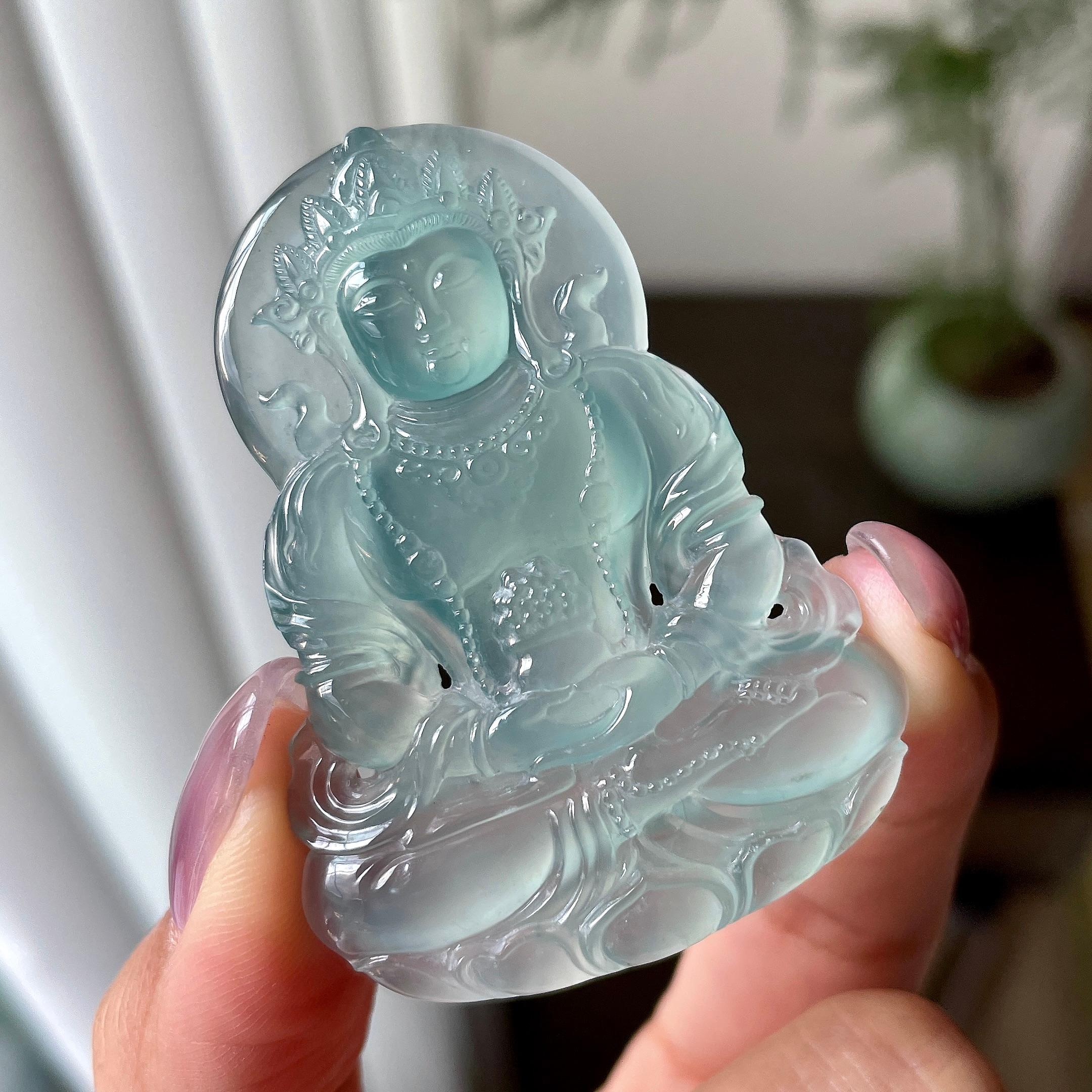 冰种蓝水晴水度母挂件（yc312576）