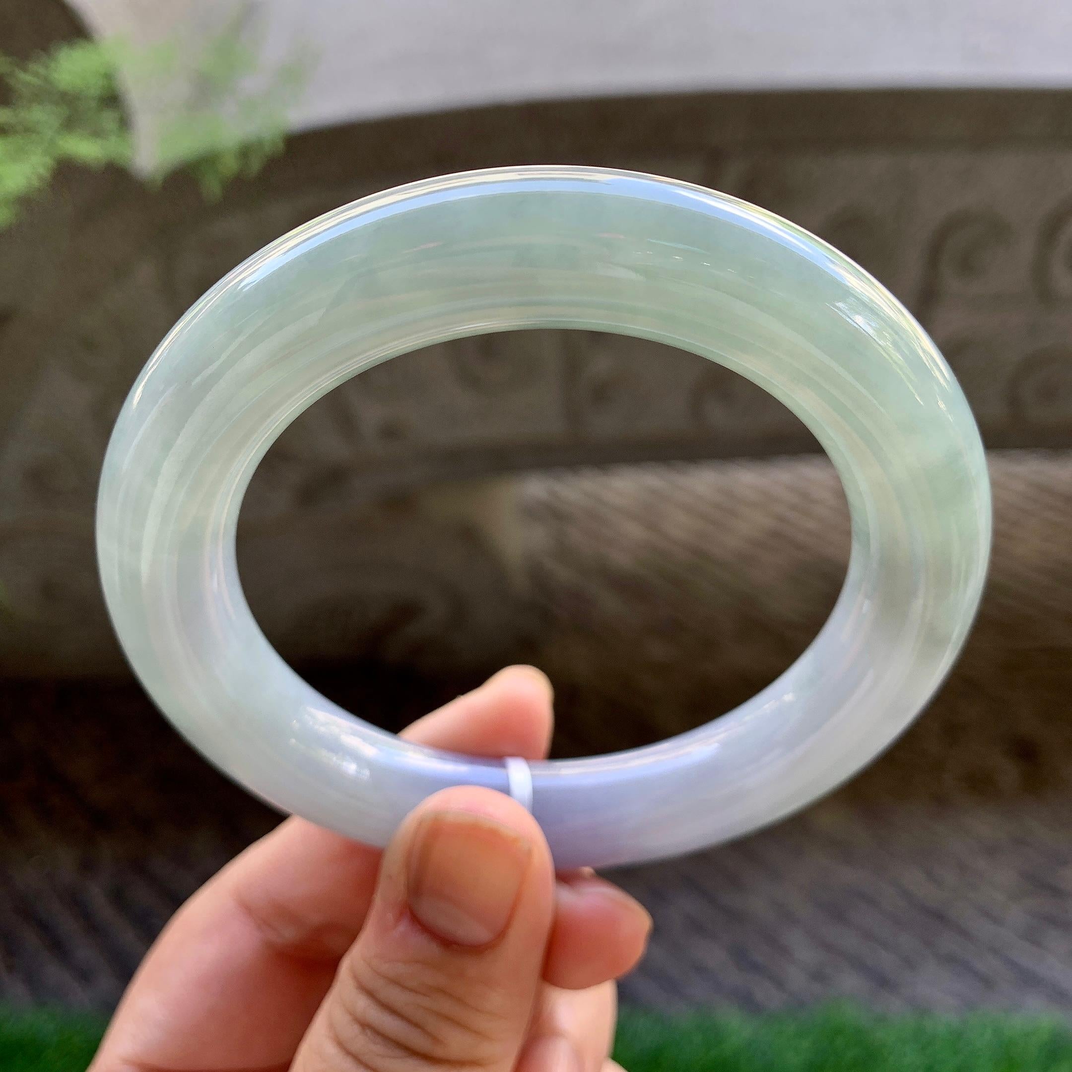 糯种淡春彩圆条手镯（59mm）（yc213147）